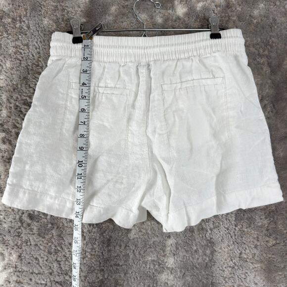 Athleta Size S Linen Athleisure Drawstring Casual Shorts White Pocket - Picture 3 of 9